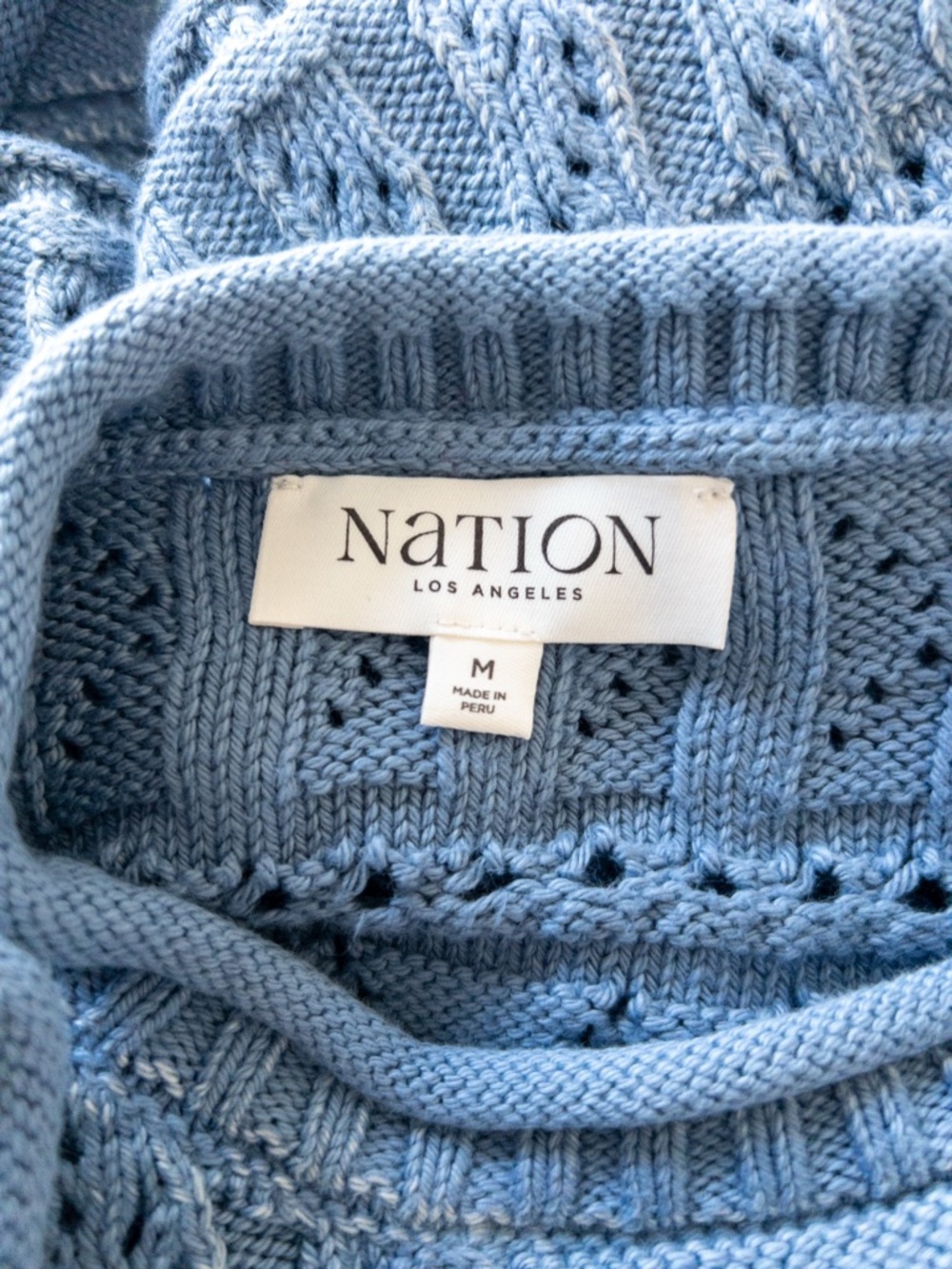 Nation LTD Lina Pointelle Sleeveless Sweater Vest Faded Denim Size M - Picture 7 of 10